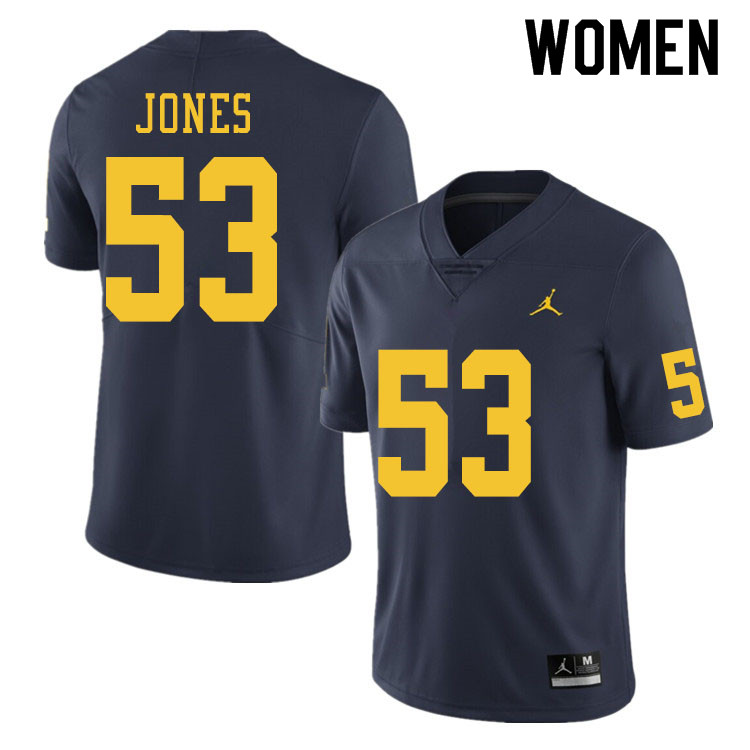 Women #53 Trente Jones Michigan Wolverines College Football Jerseys Sale-Navy